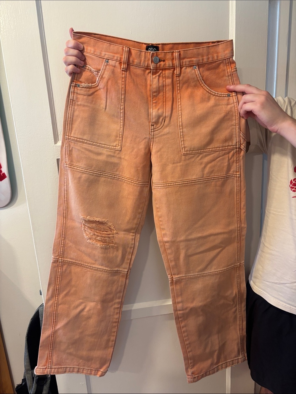 BDG Orange High-Rise Denim Shorts